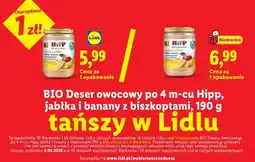 Lidl BIO Deser owocowy po 4m-cu jabłka i banany z biszkoptami Hipp oferta