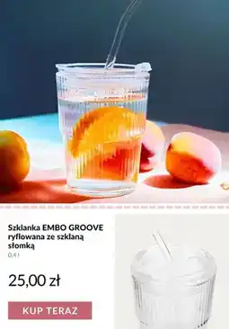 Homla Szklanka EMBO GROOVE ryflowana ze szklaną słomką oferta