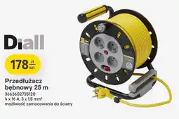 Castorama Przedłużacz bębnowy Diall 25m 4x16A 3x1,5mm² możliwość zamocowania do ściany oferta