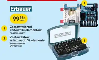 Zestaw wierteł i bitów Erbauer 113 elementów