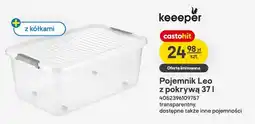 Castorama Pojemnik Leo z pokrywą 37l transparentny z kółkami oferta