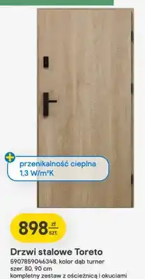 Castorama Drzwi stalowe Toreto kolor dąb turner szer. 80,90cm kompletny zestaw z ościeżnicą i okuciami oferta
