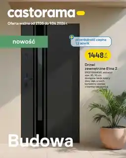 Castorama Drzwi zewnętrzne Etna 2 orzech szer. 80,90cm kompletny zestaw z klamką i ościeżnicą oferta