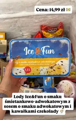 Dino Lody Ice & Fun o smaku śmietankowo-adwokatowym z sosem o smaku adwokatowym i kawałkami czekolady oferta