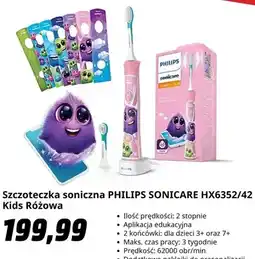 Media Markt Szczoteczka soniczna PHILIPS SONICARE HX6352/42 Kids Różowa oferta