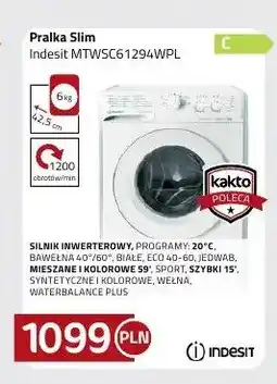 Kakto Pralka Slim Indesit MTWSC61294WPL oferta