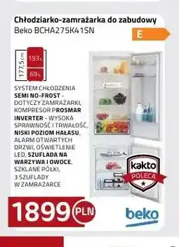 Kakto Chłodziarko-zamrażarka do zabudowy Beko BCHA275K41SN oferta