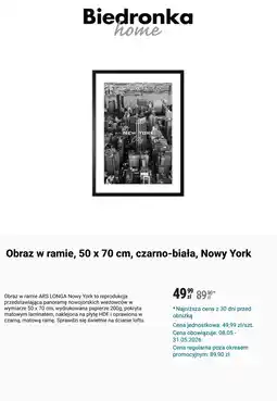 Biedronka Obraz w ramie, 50 x 70 cm, czarno-biała, Nowy York oferta