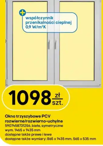 Castorama Okno trzyszybowe pcv rozwierne/rozwierno-uchylne oferta