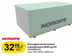 Castorama Norgips Płyta gipsowo-kartonowa impregnowana gkbi typ H2 oferta