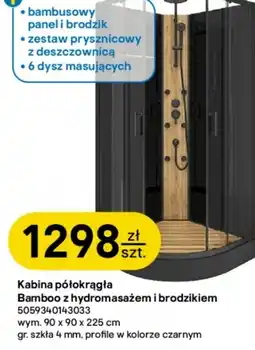 Castorama Kabina półokrągła Bamboo z hydromasażem i brodzikiem oferta