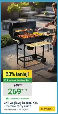 ERLI Grill węglowy beczka XXL - komin i duży ruszt oferta