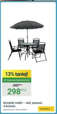 ERLI Komplet mebli - stół, parasol, 4 krzesła oferta