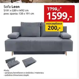 Black Red White Sofa Leon S191xG89xW92cm pow. spania: 138x191cm oferta
