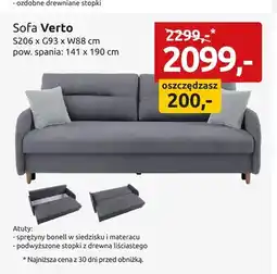 Black Red White Sofa Verto S206xG93xW88cm pow. spania: 141x190cm oferta