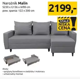 Black Red White Narożnik Malin S230xG136xW98cm pow. spania: 122x200cm oferta