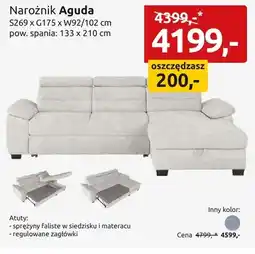 Black Red White Narożnik Aguda S269xG175xW92/102cm pow. spania: 133x210cm oferta