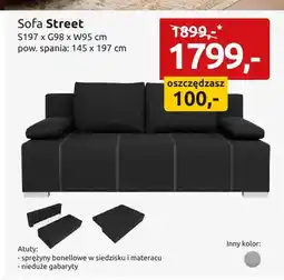 Black Red White Sofa Street S197xG98xW95cm pow. spania: 145x197cm oferta
