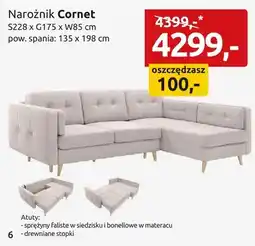 Black Red White Narożnik Cornet S228xG175xW85cm pow. spania: 135x198cm oferta