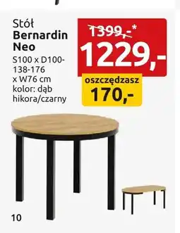 Black Red White Stół Bernardin Neo S100xD100-138-176xW76cm kolor: dąb hikora/czarny oferta