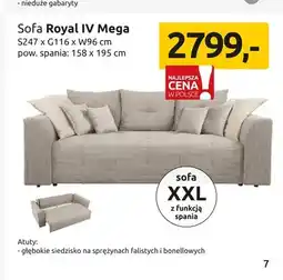 Black Red White Sofa Royal IV Mega XXL z funkcją spania S247xG116xW96cm pow. spania: 158x195cm oferta