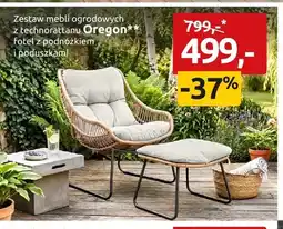 Black Red White Zestaw mebli ogrodowych z technorattanu Oregon fotel z podnóżkiem i poduszkami oferta