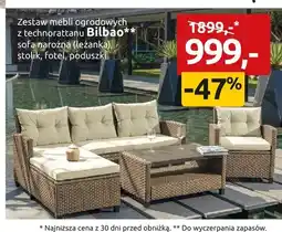 Black Red White Zestaw mebli ogrodowych z technorattanu Bilbao sofa narożna (leżanka), stolik, fotel, poduszki oferta