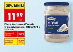 Biedronka Filety śledziowe Wiejskie w oleju Marinero 600 g 474 g oferta