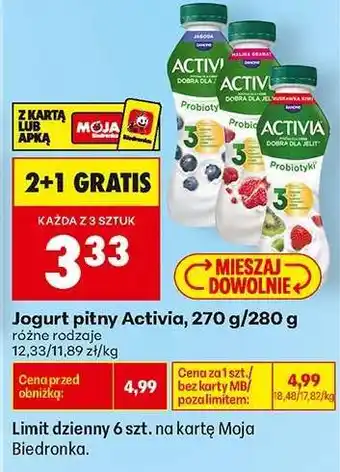 Biedronka Jogurt pitny Activia, 270 g/280 g oferta