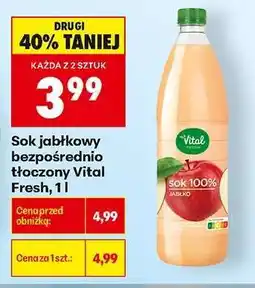 Biedronka Sok jabłkowy bezpośrednio tłoczony Vital Fresh, 1 l oferta