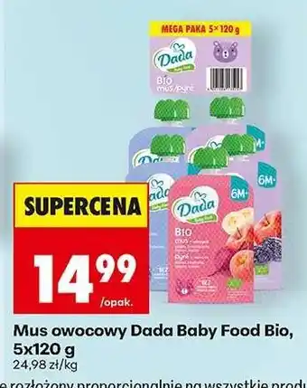 Biedronka Mus owocowy Dada Baby Food Bio, 5x120 g oferta