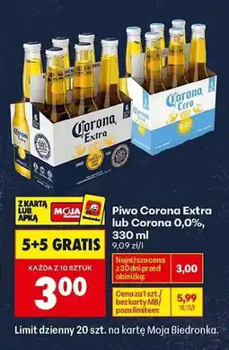 Biedronka Piwo Corona Extra lub Corona 0,0%, 330 ml oferta