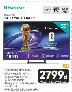 Max Elektro Telewizor Hisense 55E8Q MiniLED 144Hz 55 oferta