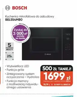 Max Elektro Kuchenka mikrofalowa do zabudowy BOSCH BEL554MB0 oferta