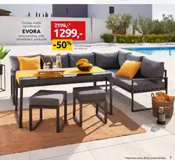 Black Red White Zestaw mebli ogrodowych EVORA sofa narożna, stół, 2xsiedzisko, poduszki oferta