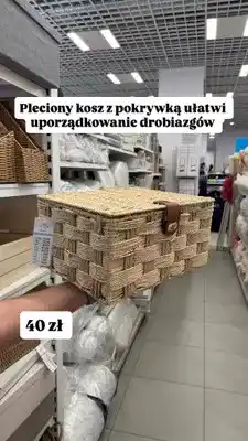Pepco Pleciony kosz z pokrywką pepco HOME 36x19x29cm oferta