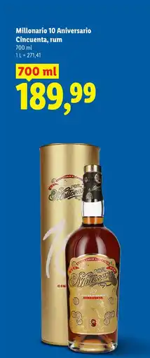 Lidl Millonario 10 Aniversario Cincuenta, rum oferta