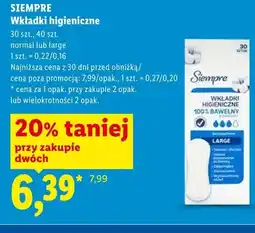 Lidl Wkładki higieniczne SIEMPRE normal oferta