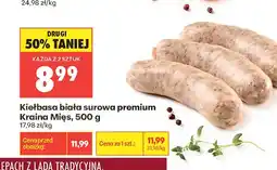 Biedronka Kiełbasa biała surowa premium Kraina Mięs oferta