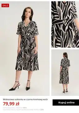 Greenpoint Wiskozowa sukienka w czarno-kremowy wzór oferta