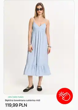 Cropp Błękitna bawełniana sukienka midi oferta