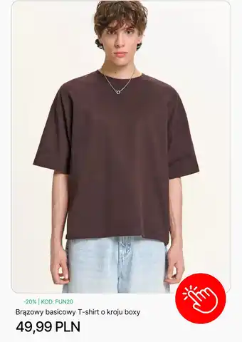 Brązowy basicowy T-shirt o kroju boxy