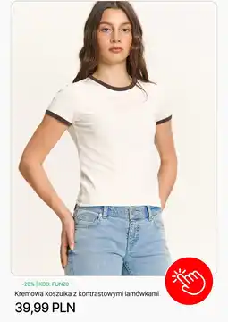 Cropp Kremowa koszulka z kontrastowymi lamówkami Cropp oferta