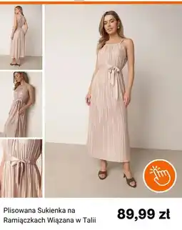 Born2be Plisowana Sukienka na Ramiączkach Wiązana w Talii oferta