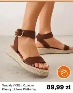 Born2be Sandały VICES z Ozdobną Klamrą i Jutową Platformą oferta
