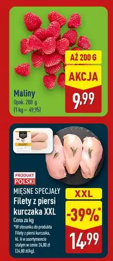 ALDI MIĘSNE SPECJAŁY Filety z piersi kurczaka XXL Cena za kg oferta