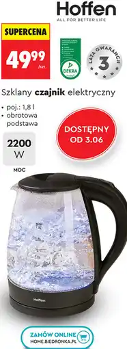 Biedronka Hoffen Szklany czajnik elektryczny oferta