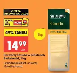 Biedronka Ser żółty Gouda w plastrach światowid, 1 kg oferta