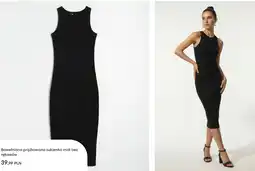 Sinsay Bawełniana prążkowana sukienka midi bez rękawów Sinsay oferta