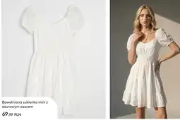 Sinsay Bawełniana sukienka mini z ażurowym wzorem oferta